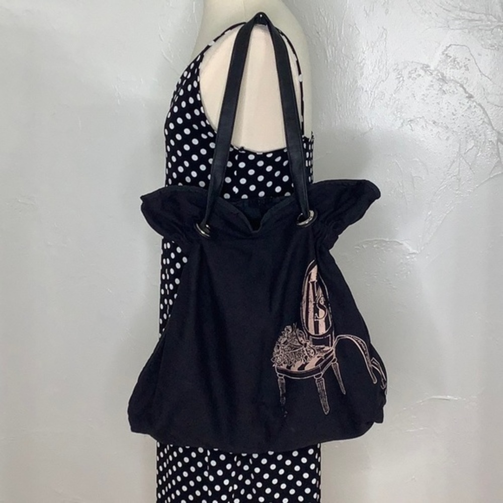 Victoria’s Secret X-Large black canvas large logo tote shoulder purse 18X4X17.5